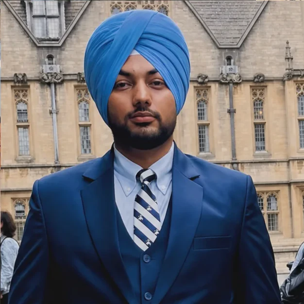 Prabhdeep Singh Maan in a blue suit